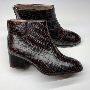 Seychelles Ladies Leather Boots, Crocodile Print, Brown, Size 8 1/2